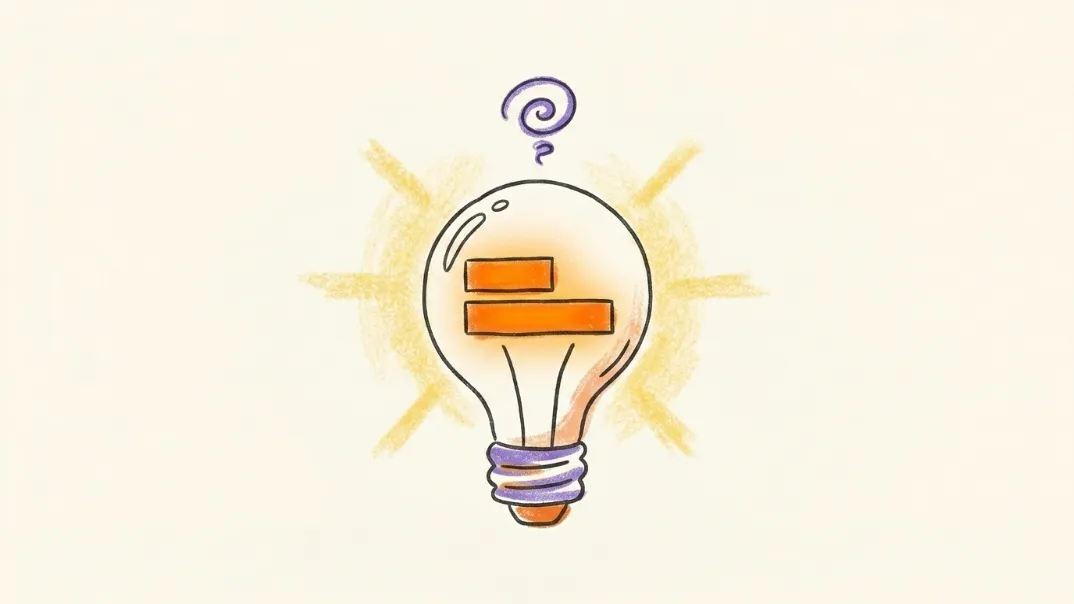 Hand-drawn doodle of a glowing lightbulb with a bar model inside — Critical Thinking